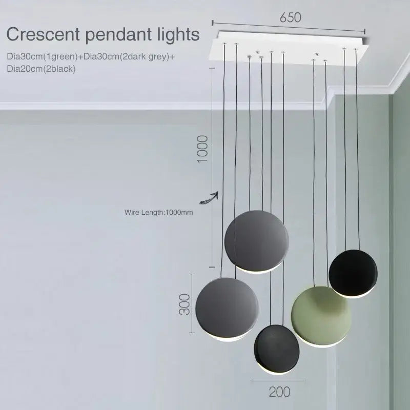 Black Green Moon Chandelier