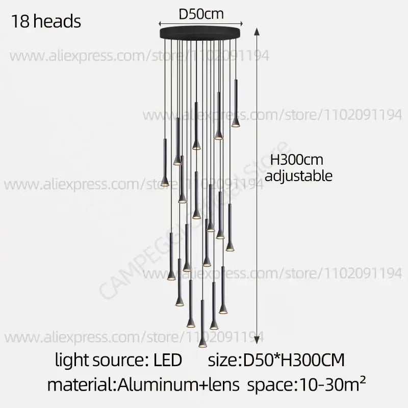 Black Nordic Pendant Light with Multi-Head Design