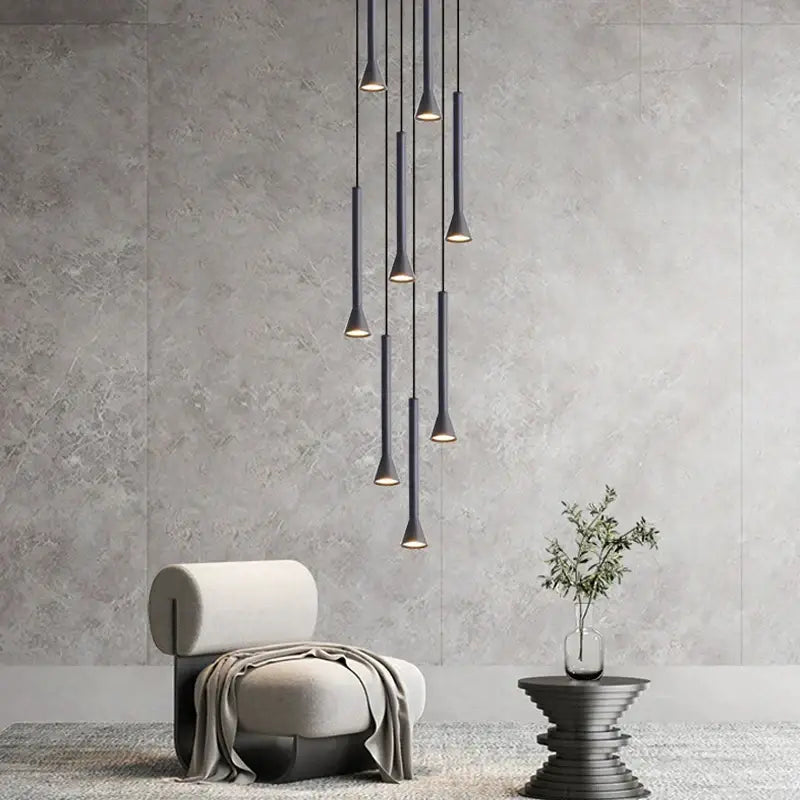 Black Nordic Pendant Light with Multi-Head Design