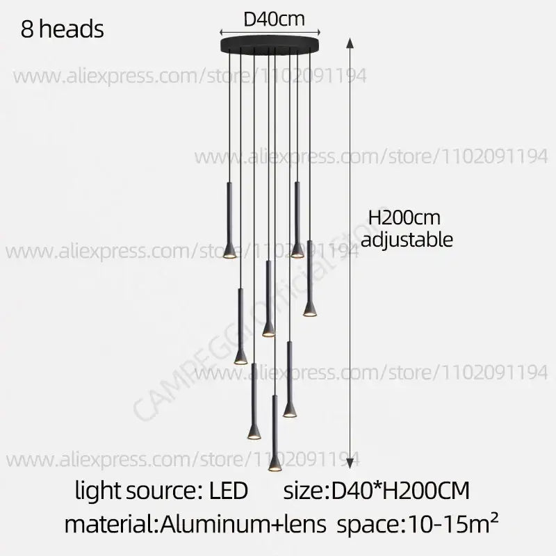 Black Nordic Pendant Light with Multi-Head Design
