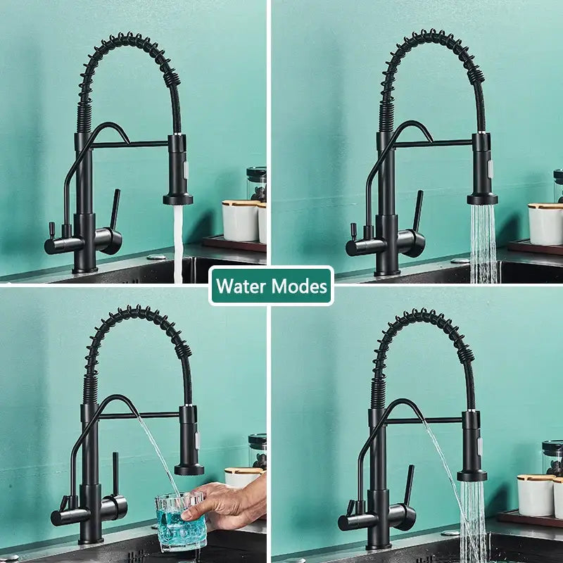 Black Pull Down Kitchen Faucet Pure Water