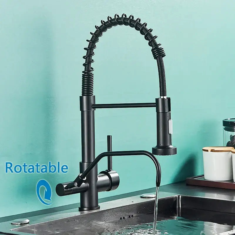 Black Pull Down Kitchen Faucet Pure Water