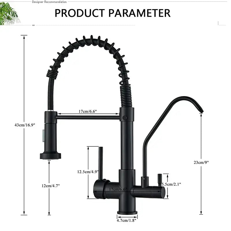 Black Pull Down Kitchen Faucet Pure Water