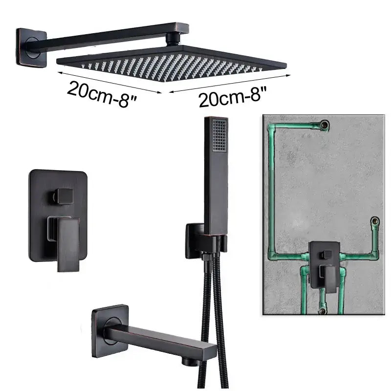 Black Rain Shower Handshower