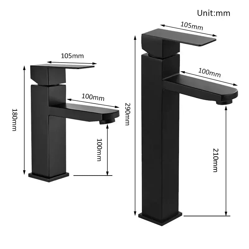 Black Rectangular Basin Faucet