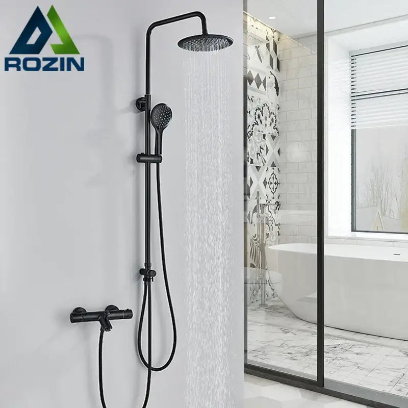Black Thermostatic Shower Set