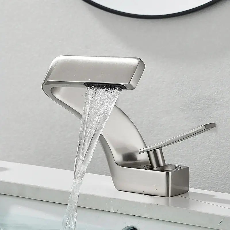 Black Waterfall Basin Faucet Rose Gold