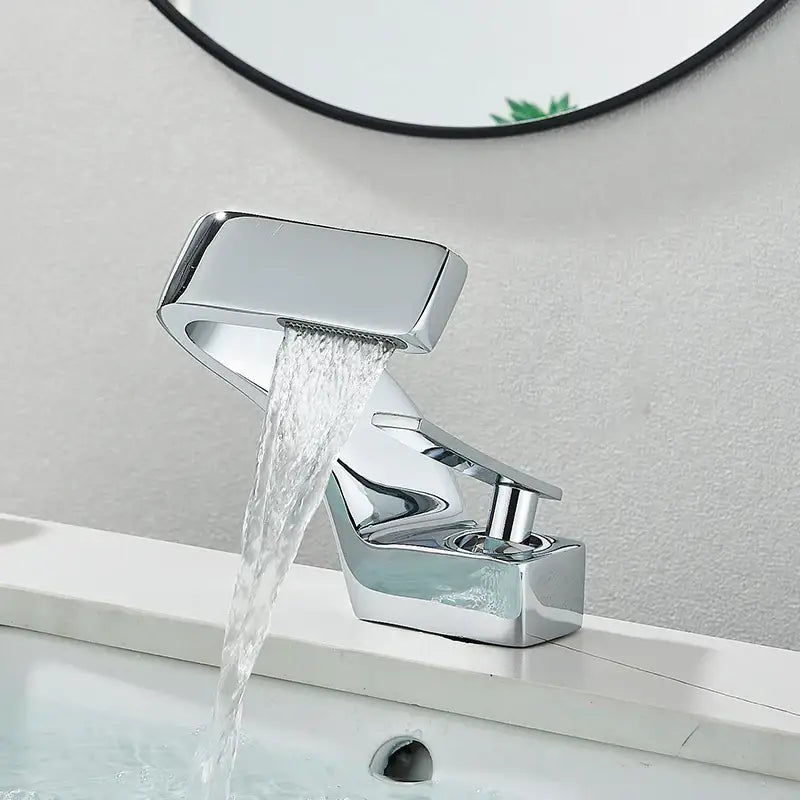 Black Waterfall Basin Faucet Rose Gold