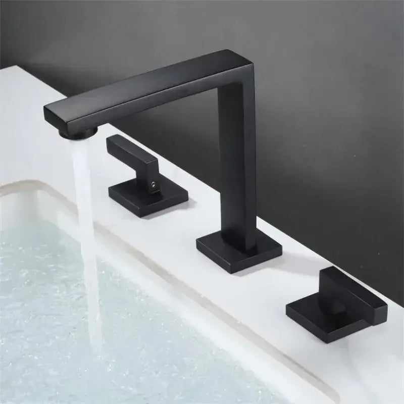 Gold Three-Handle Basin Faucet