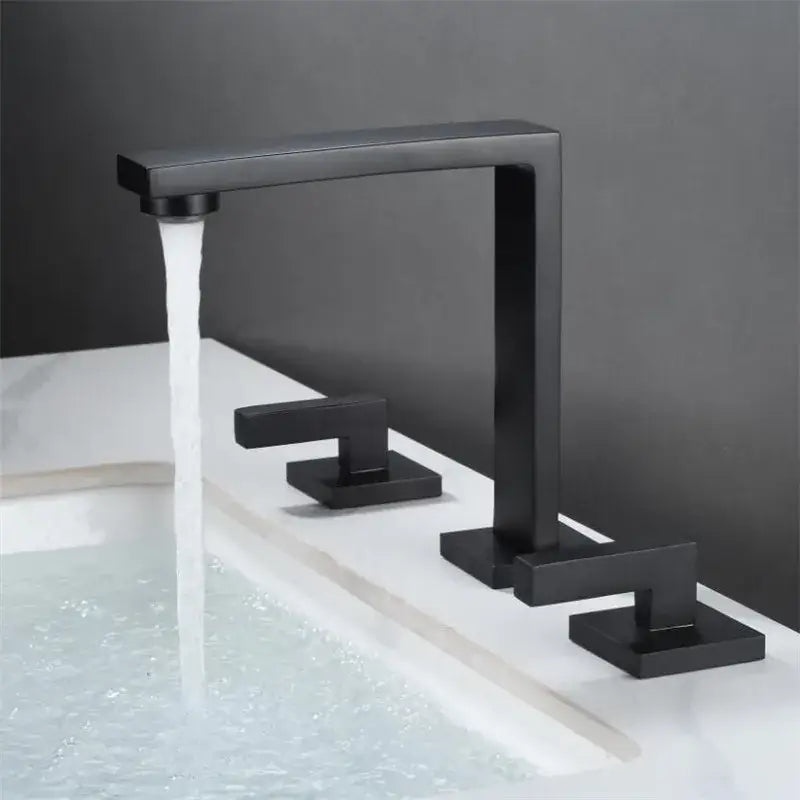 Gold Three-Handle Basin Faucet