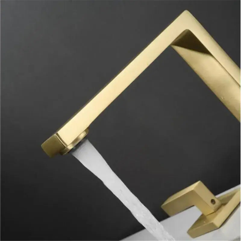 Gold Three-Handle Basin Faucet