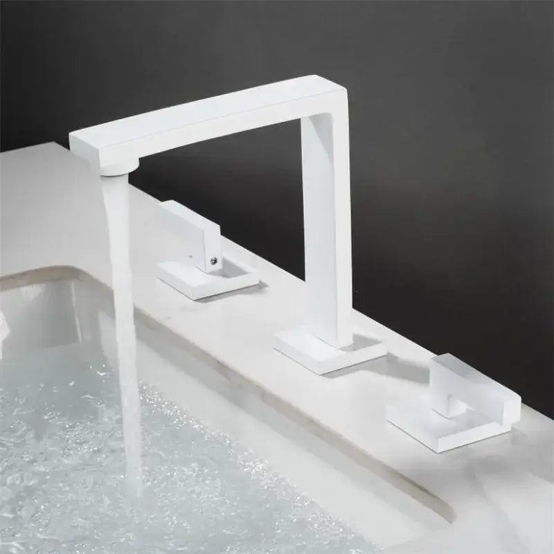 Gold Three-Handle Basin Faucet