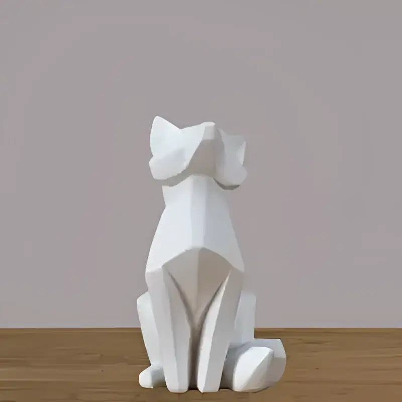 White Geometric Fox Sculpture