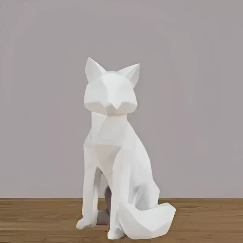 White Geometric Fox Sculpture