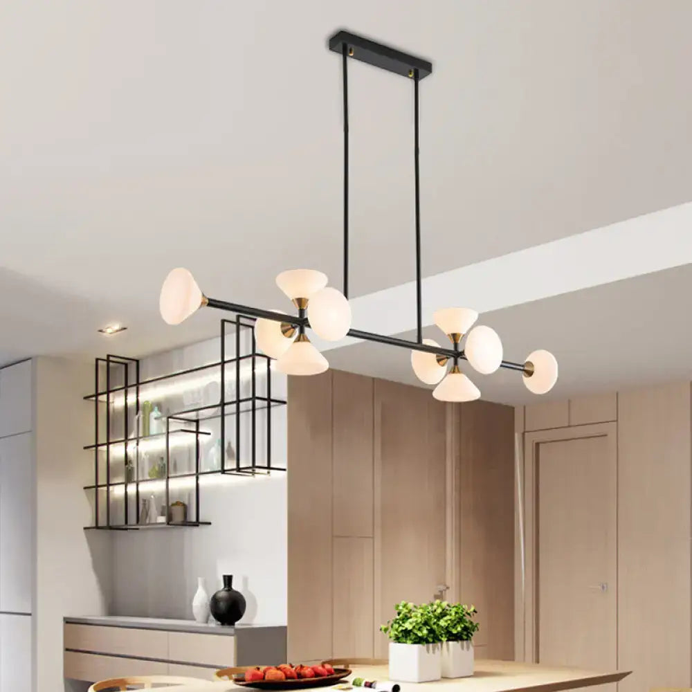 White Glass Flared Chandelier