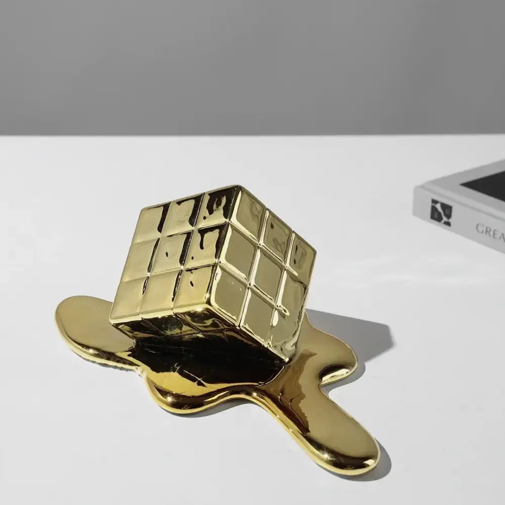 Gold Geometric Resin Sculpture