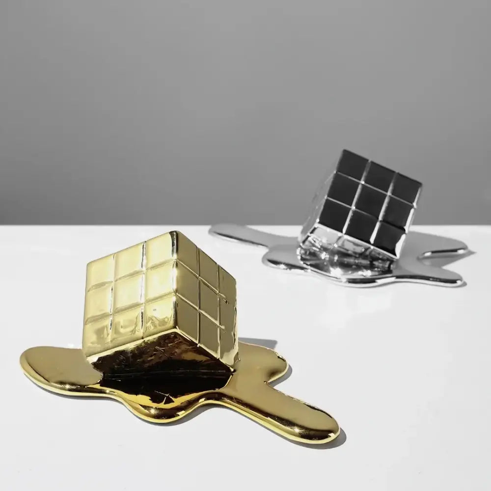 Gold Geometric Resin Sculpture