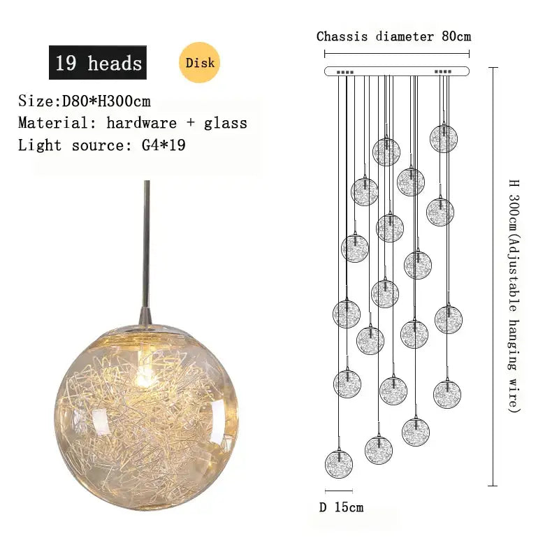 Crystal Spherical Ceiling Chandelier