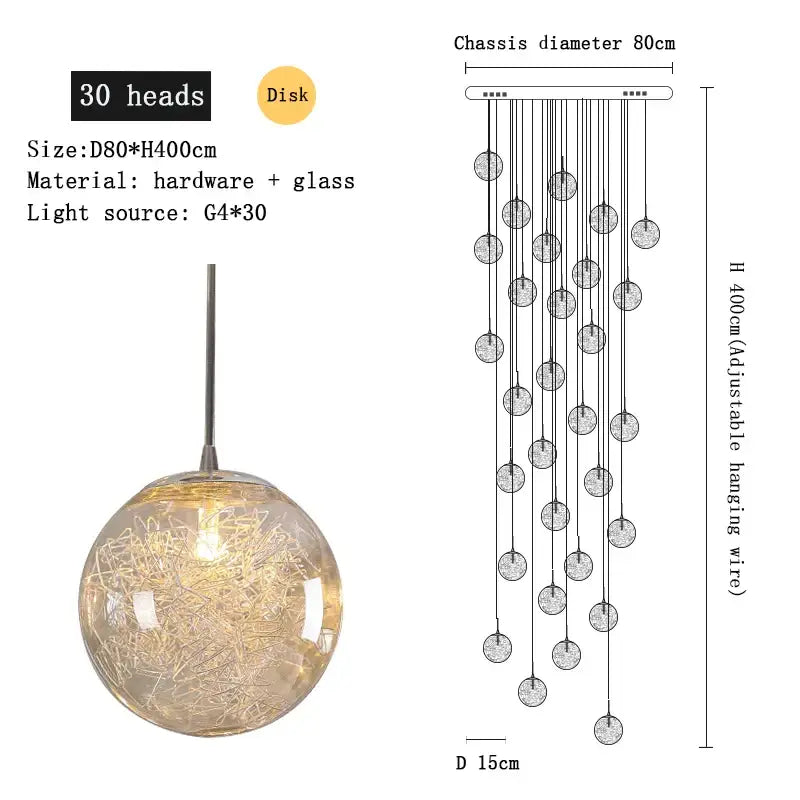 Crystal Spherical Ceiling Chandelier