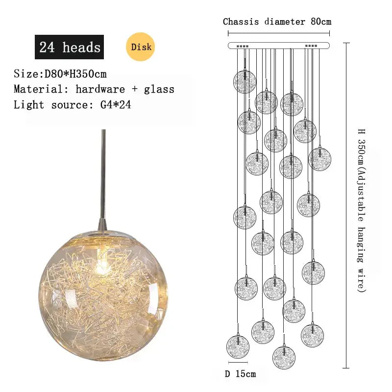 Crystal Spherical Ceiling Chandelier