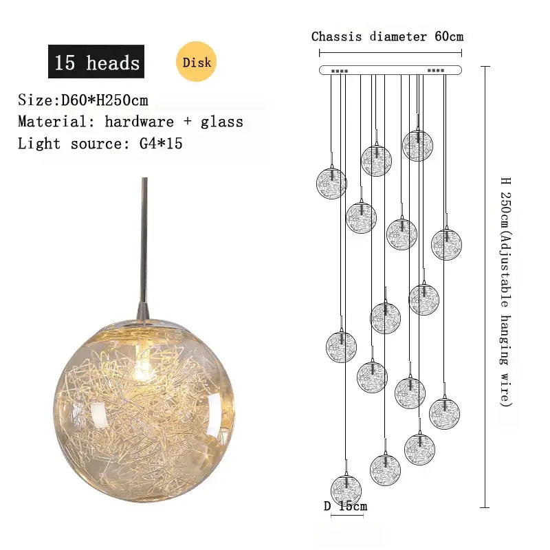 Crystal Spherical Ceiling Chandelier