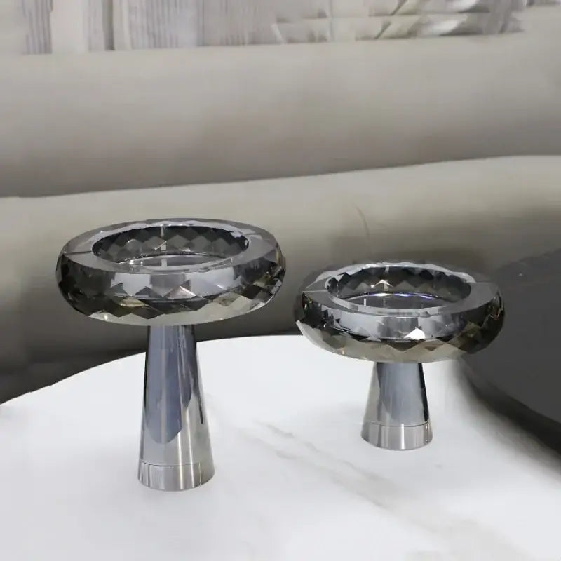 Silver Geometric Glass Bowl