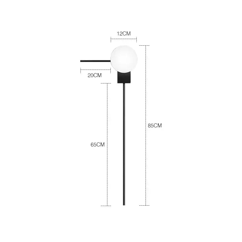Black Glass Wall Light with Compact Frosted Shade
