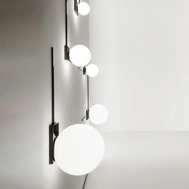 Black Glass Wall Light with Compact Frosted Shade