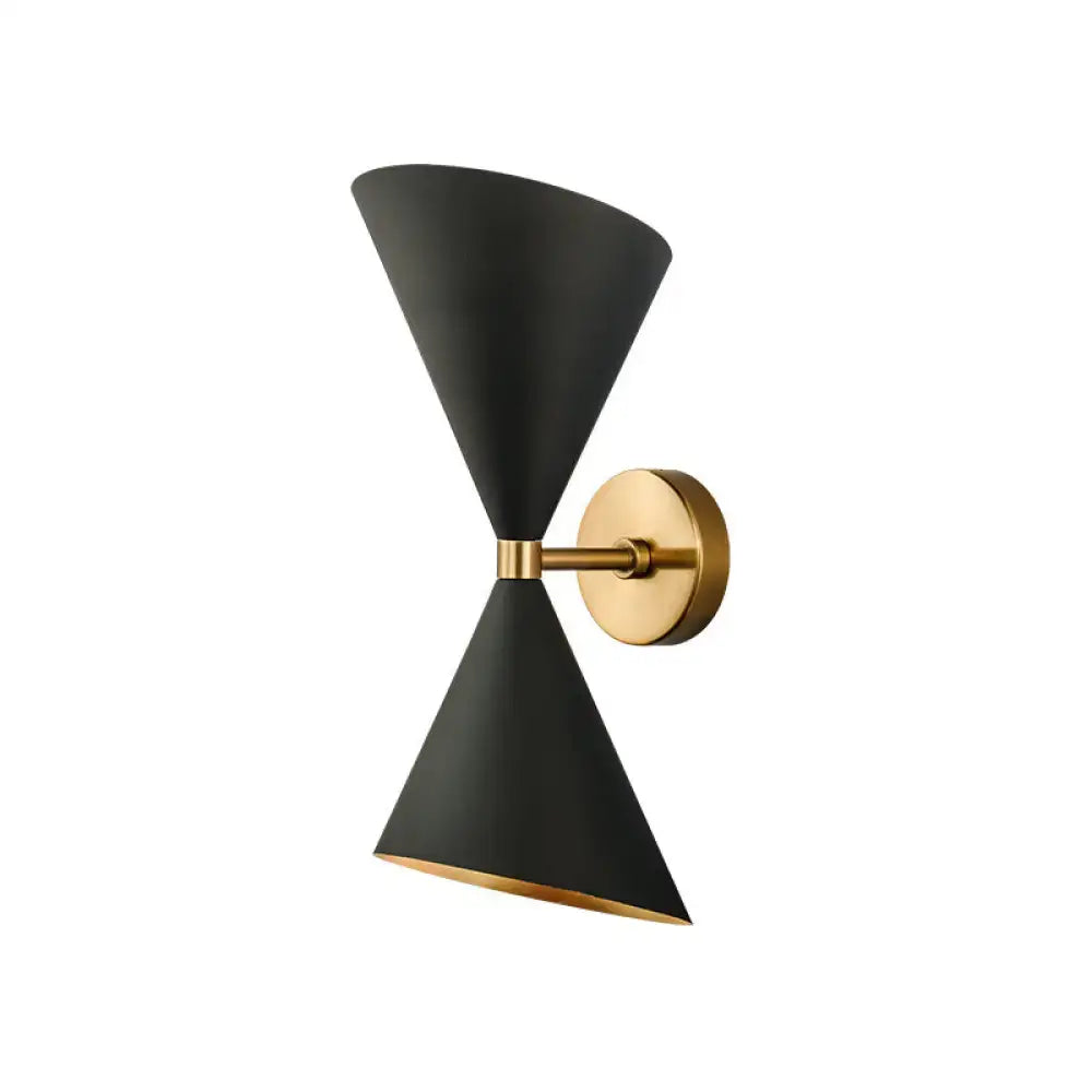 Black Gold Cast Iron Dual-Bulb Sconce