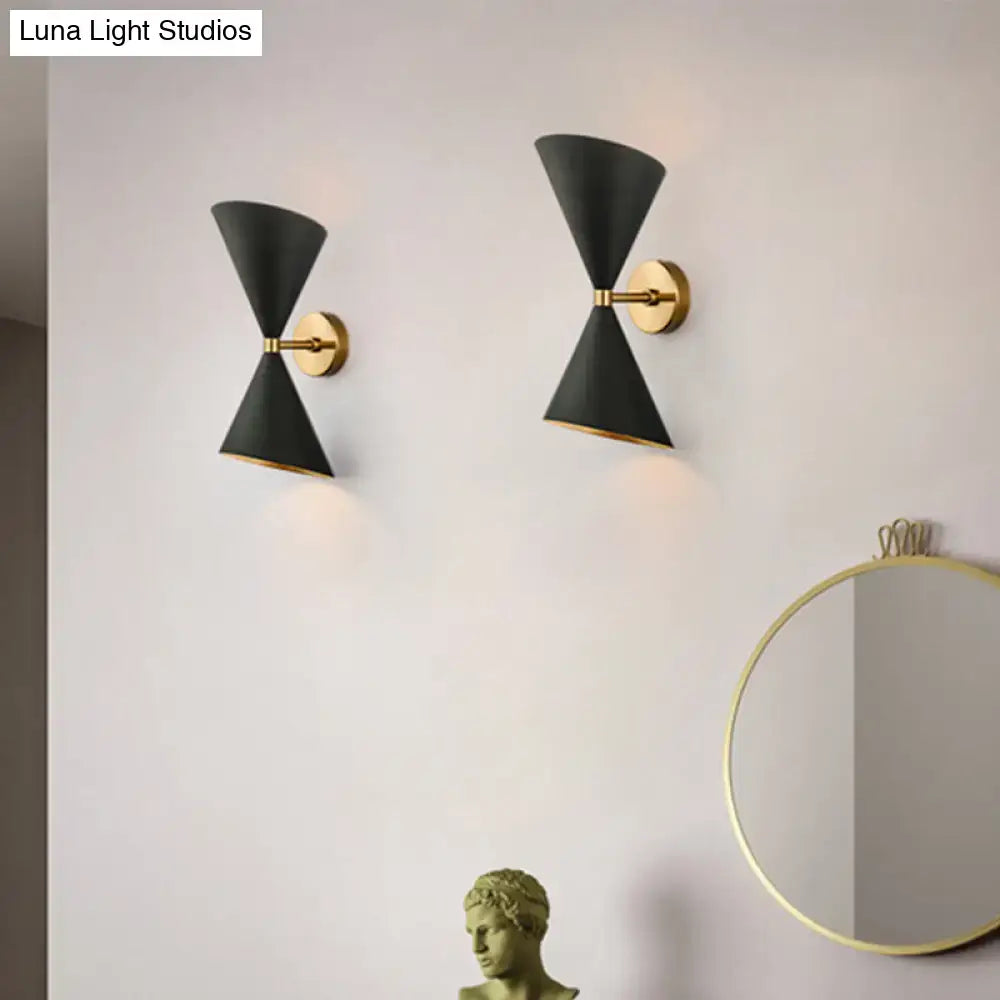 Black Gold Cast Iron Dual-Bulb Sconce