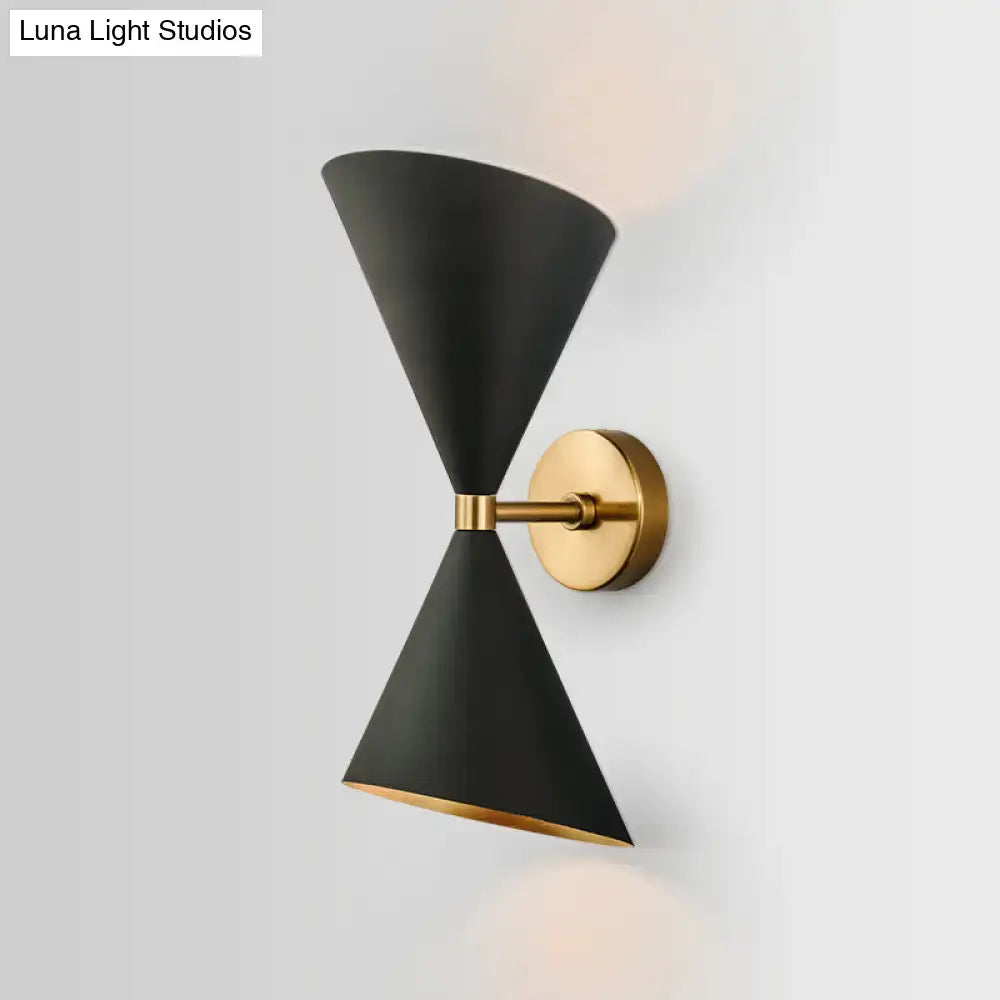 Black Gold Cast Iron Dual-Bulb Sconce