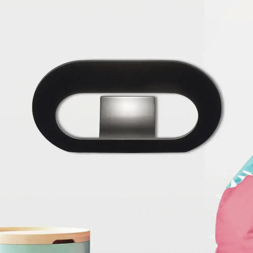 Black Oval Metal Reading-Nook Wall Lamp