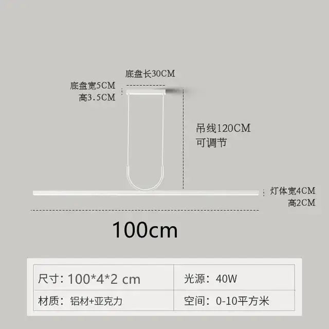 Black LED 150cm Kitchen Ceiling Chandelier