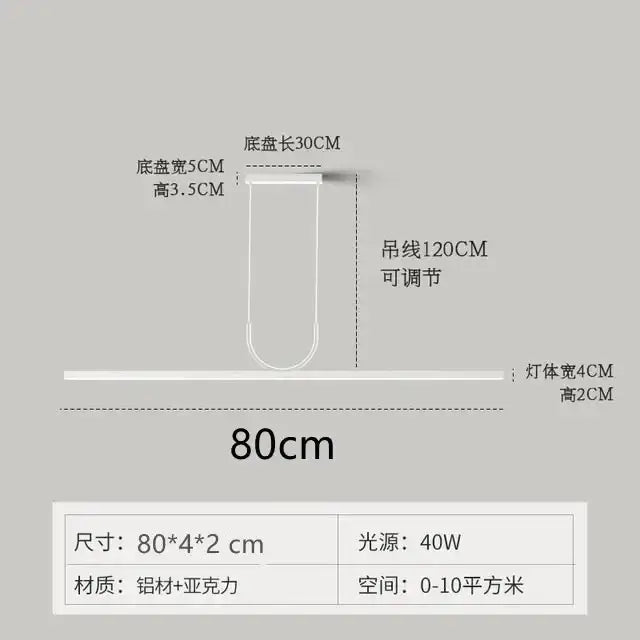 Black LED 150cm Kitchen Ceiling Chandelier