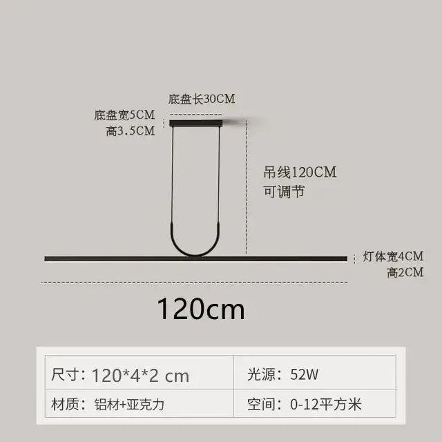 Black LED 150cm Kitchen Ceiling Chandelier