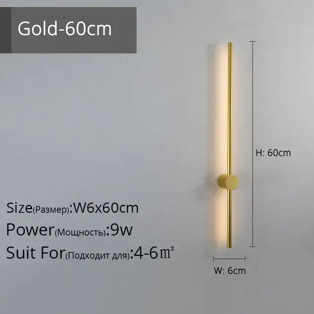 Gold LED Strip Wall Lamp
