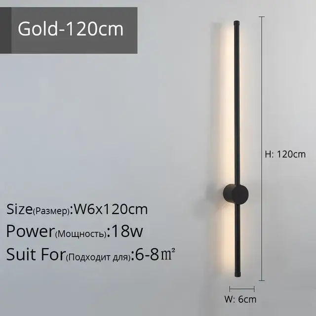 Gold LED Strip Wall Lamp