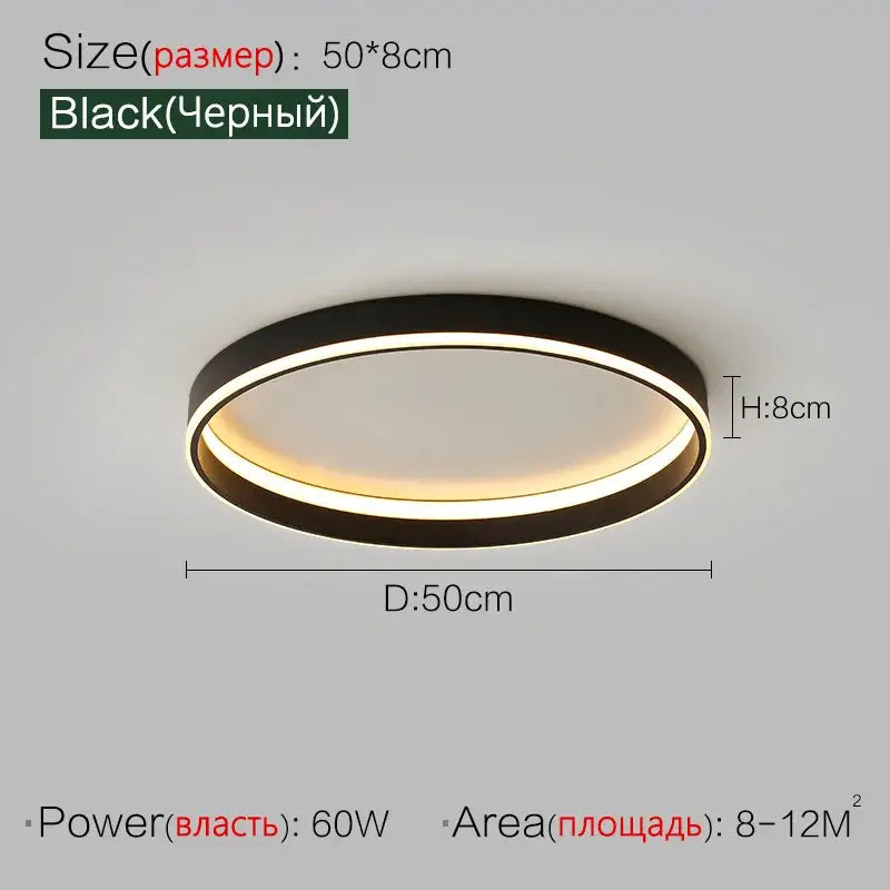 Black Ring Ceiling Light 90cm Acrylic