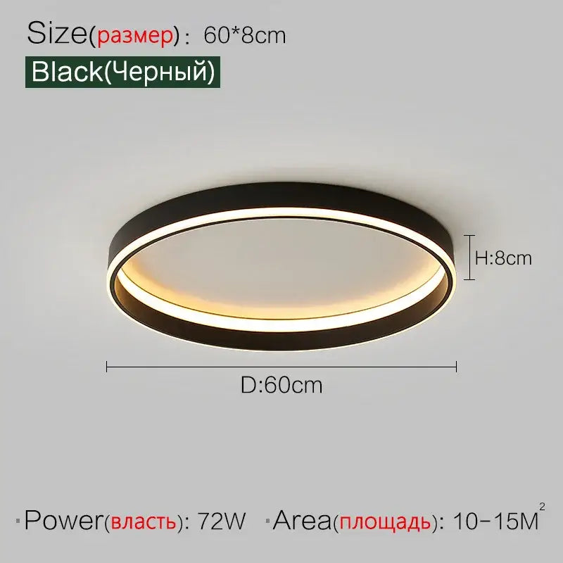 Black Ring Ceiling Light 90cm Acrylic