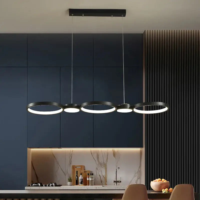 Black Ring LED Chandelier Dimmable