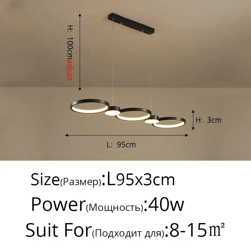 Black Ring LED Chandelier Dimmable