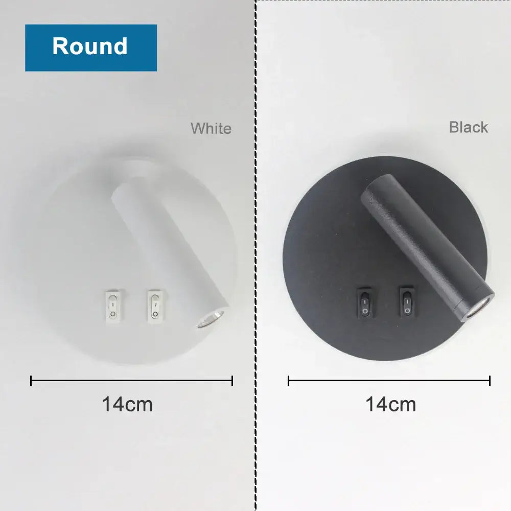 Black White 350-Degree Rotating Wall Lamp
