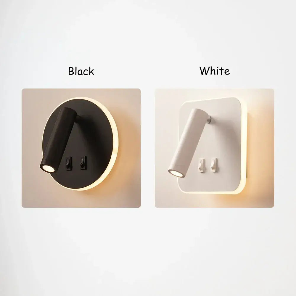 Black White 350-Degree Rotating Wall Lamp
