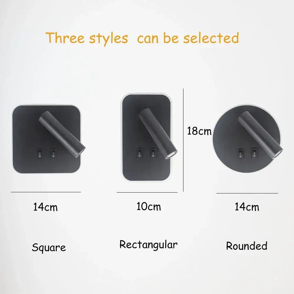 Black White 350-Degree Rotating Wall Lamp