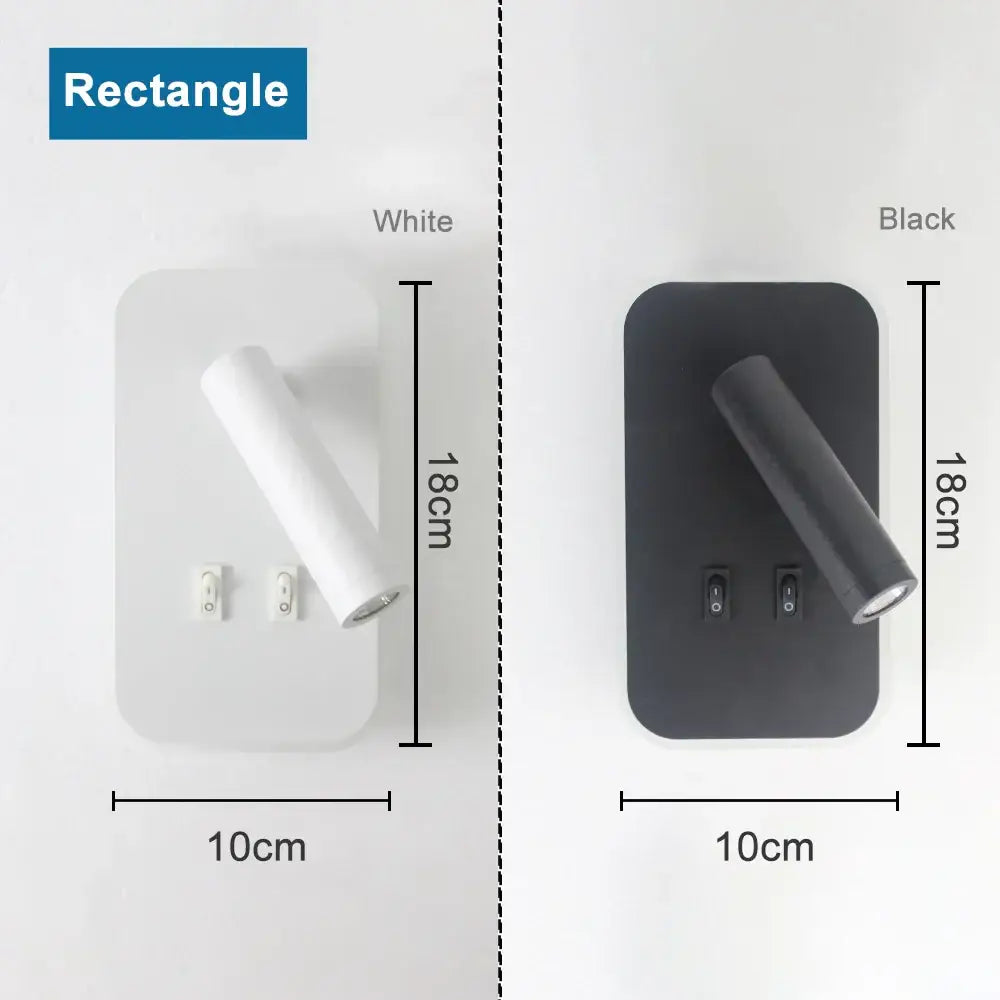 Black White 350-Degree Rotating Wall Lamp