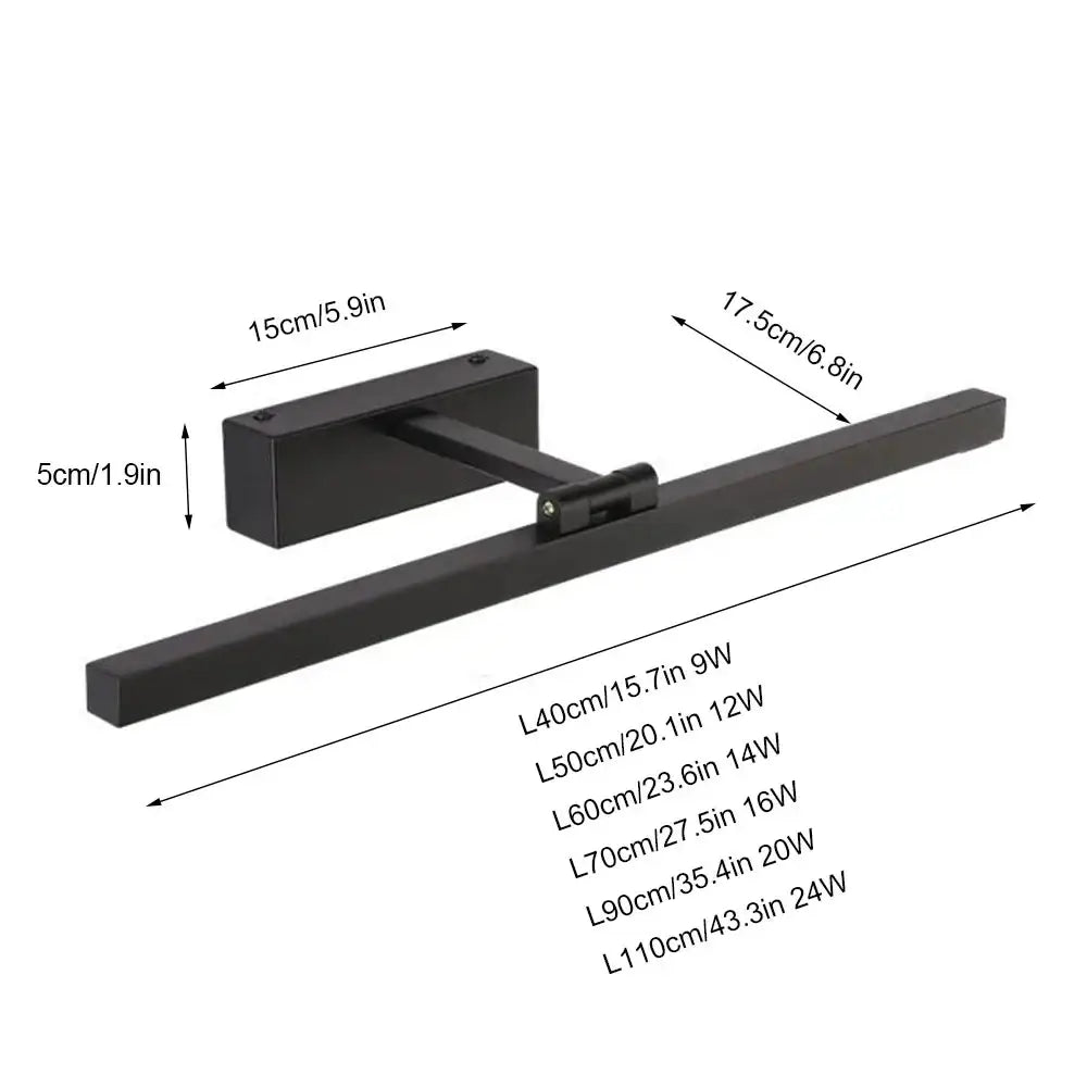 Black LED Mirror Lamp Aluminum Construction
