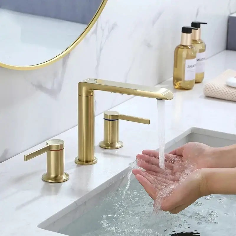 Brushed Gold Widespread Faucet
