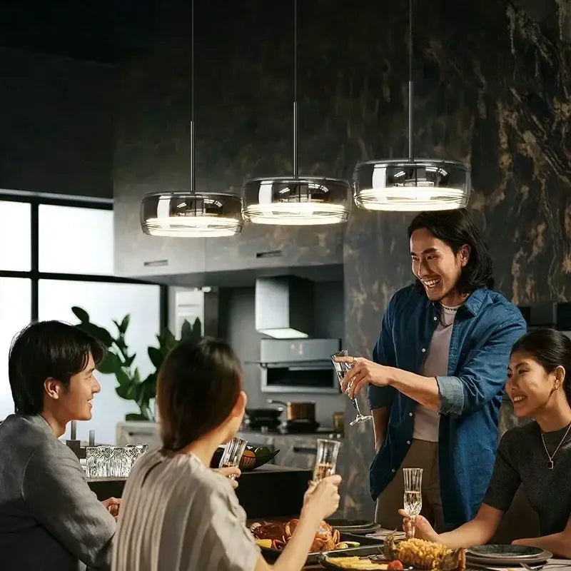 Chrome Glass Dining Pendant