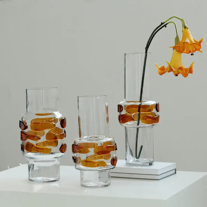 Clear Amber Bubble Vase