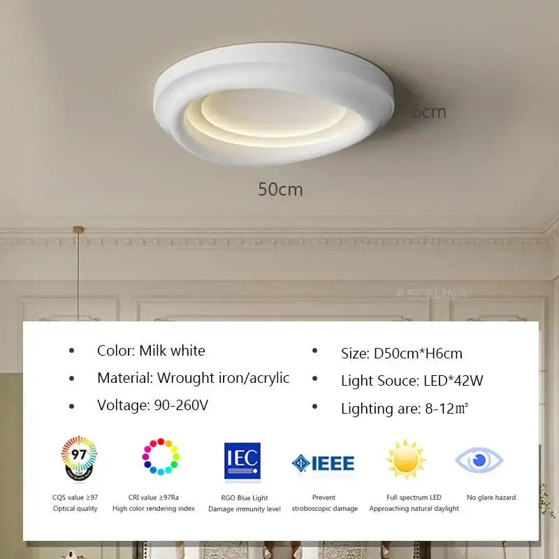 Cream LED Ceiling Light with Tricolor Option